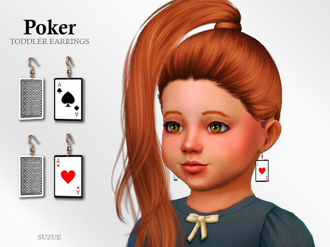 Sims 4 Poker Toddler Earrings by Suzue at TSR