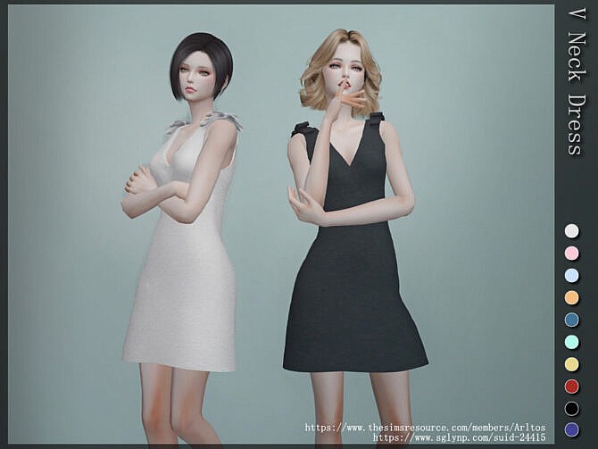 Sims 4 V neck dress by Arltos at TSR