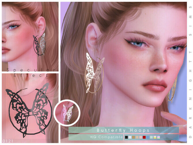 Sims 4 Butterfly Earrings by DarkNighTt at TSR