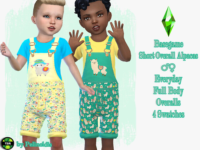 Sims 4 Toddler Alpaca Print Overall by Pelineldis at TSR
