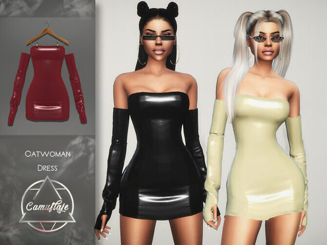 Sims 4 Catwoman Dress by Camuflaje at TSR