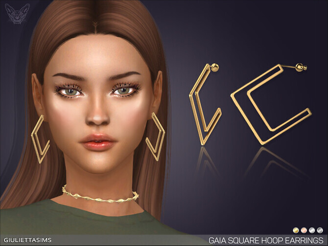 Sims 4 Gaia Square Hoop Earrings by feyona at TSR