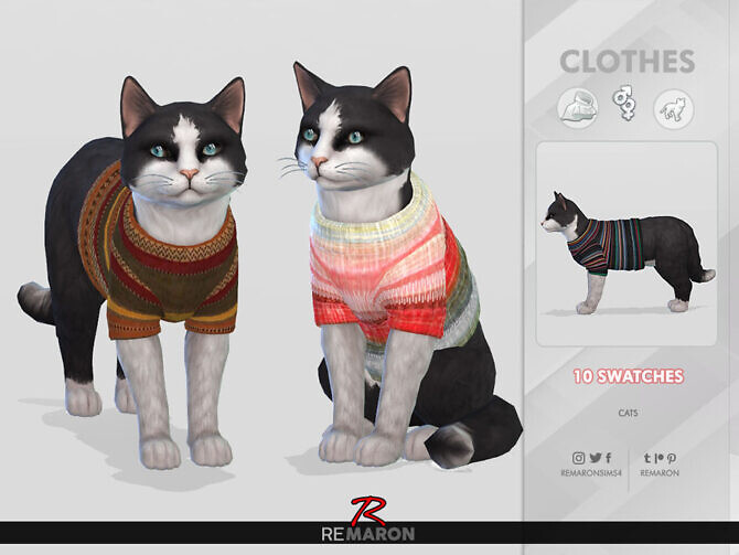 Sims 4 Winter Sweater for Cats 01 by remaron at TSR