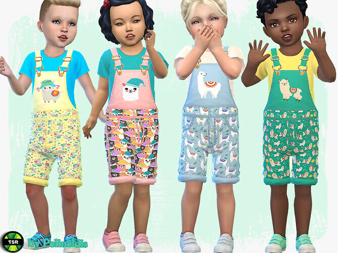 Sims 4 Toddler Alpaca Print Overall by Pelineldis at TSR