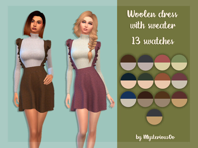 Sims 4 Woolen dress with sweater by MysteriousOo at TSR