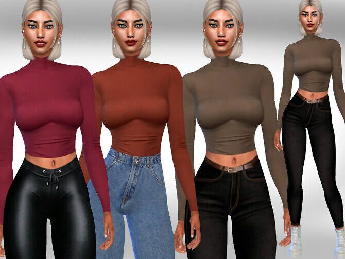 Sims 4 Female Long Sleeve 9 Colours Tops by Saliwa at TSR