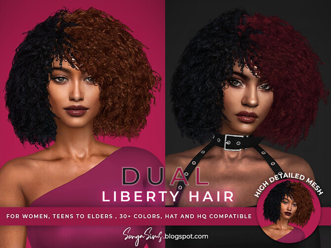 Sims 4 Liberty Bob Afro Hair DUAL by SonyaSimsCC at TSR