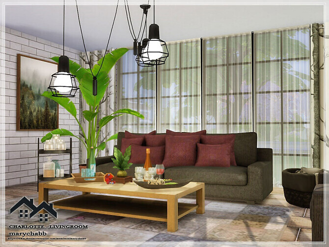 Sims 4 CHARLOTTE Livingroom by marychabb at TSR