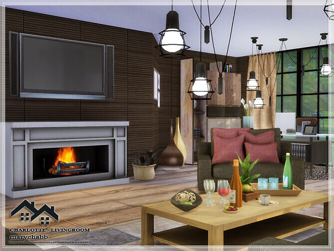 Sims 4 CHARLOTTE Livingroom by marychabb at TSR