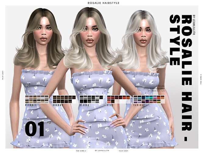 Sims 4 Rosalie Hairstyle by Leah Lillith at TSR