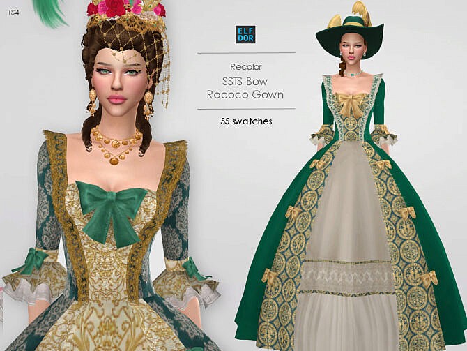 Sims 4 SSTS Bow Rococo Gown RC at Elfdor Sims