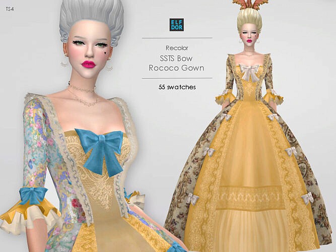 SSTS Bow Rococo Gown RC at Elfdor Sims » Sims 4 Updates