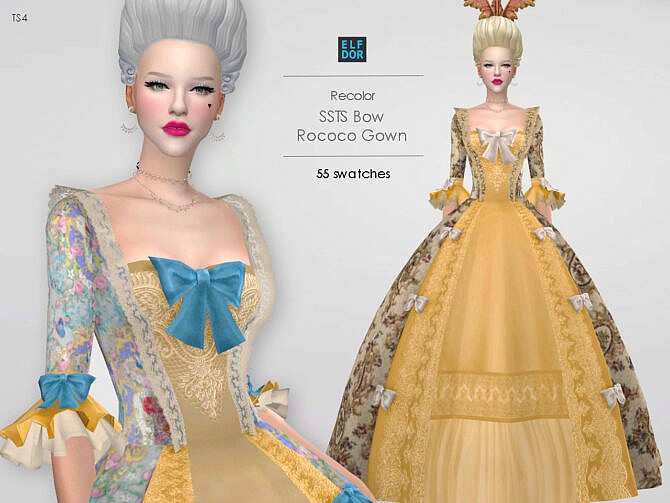 Sims 4 SSTS Bow Rococo Gown RC at Elfdor Sims