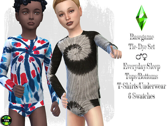 Sims 4 Tie Dye T Shirt and Briefs Set by Pelineldis at TSR