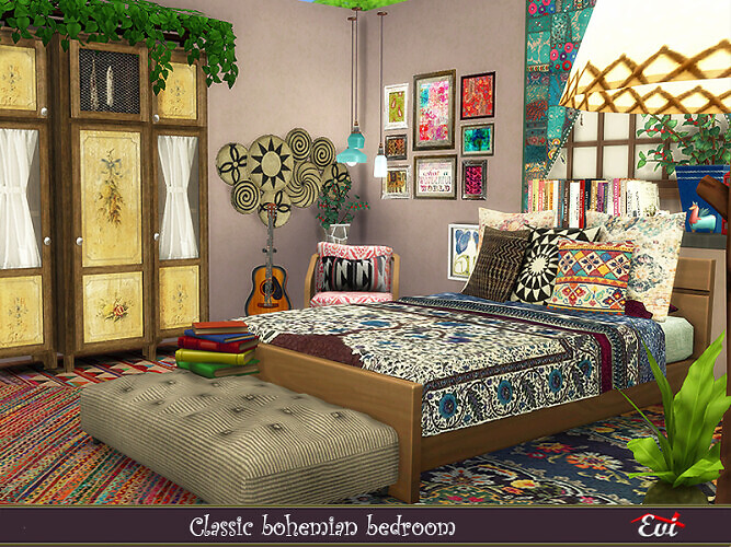 Classic Bohemian Bedroom by evi at TSR » Sims 4 Updates