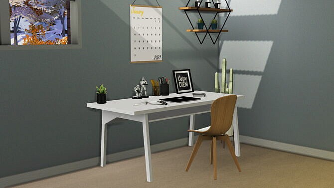 Sims 4 Desk and 2021 Wall Calendar at Sunkissedlilacs