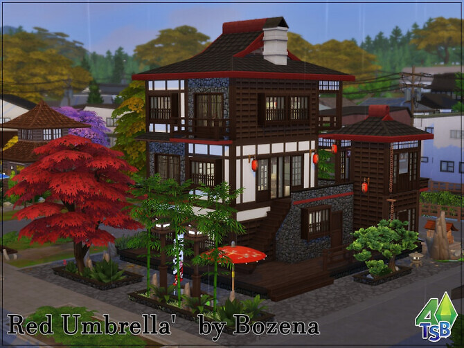 Sims 4 Red Umbrella home by bozena at TSR
