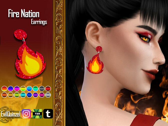 Sims 4 Fire Nation Earrings by EvilQuinzel at TSR