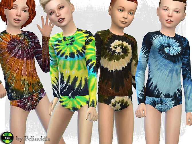 Sims 4 Tie Dye T Shirt and Briefs Set by Pelineldis at TSR