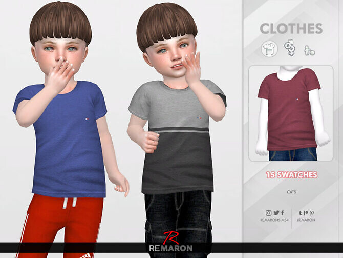 Sims 4 Simple Shirt for Toddler 01 by remaron at TSR