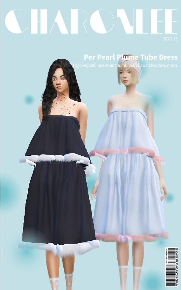 Sims 4 Per Pearl Plume Tube Dress at Charonlee