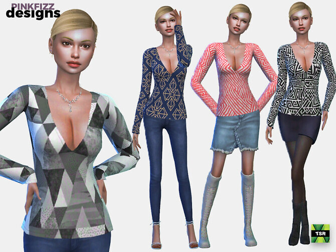 Sims 4 Geo Sweater by Pinkfizzzzz at TSR