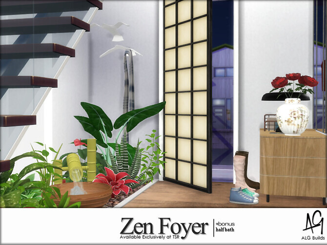Sims 4 Zen Foyer by ALGbuilds at TSR