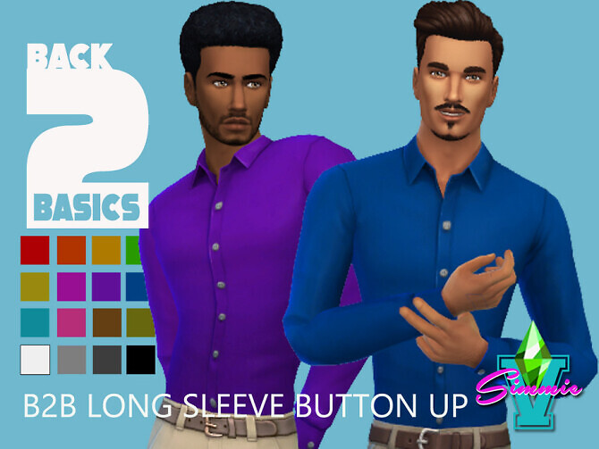 Sims 4 B2B Long Sleeve Button Up by SimmieV at TSR
