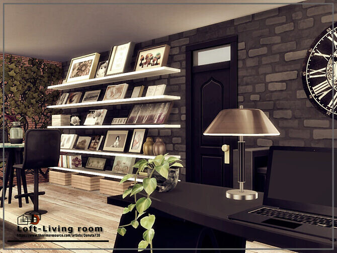 Sims 4 Loft Living room by Danuta720 at TSR