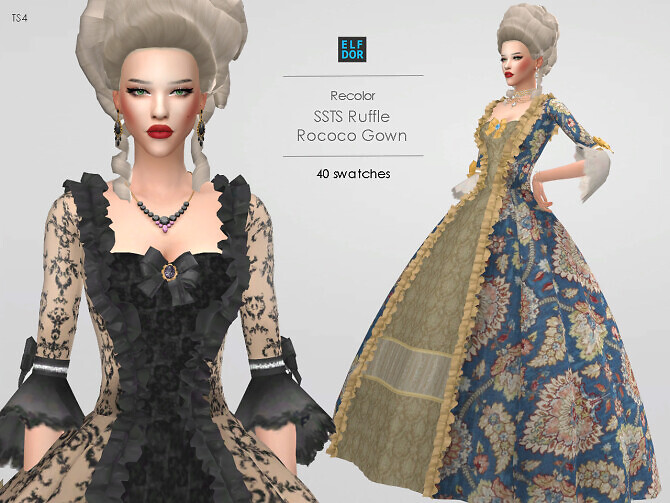 Sims 4 SSTS Ruffle Rococo Gown RC at Elfdor Sims