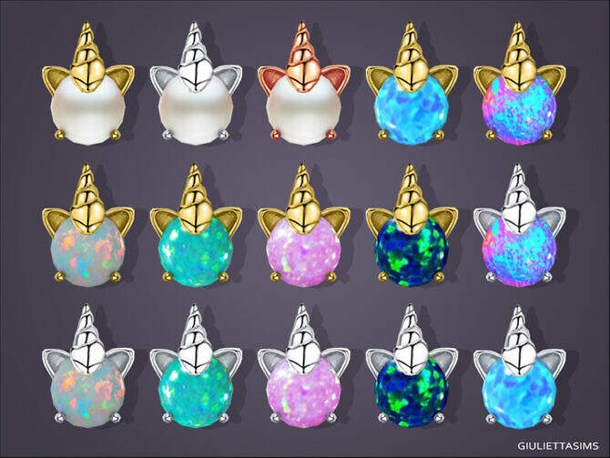 Sims 4 Magic Unicorn Stud Earrings For Toddlers by feyona at TSR
