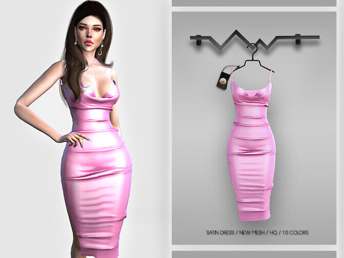 Sims 4 Satin Dress BD404 by busra tr at TSR