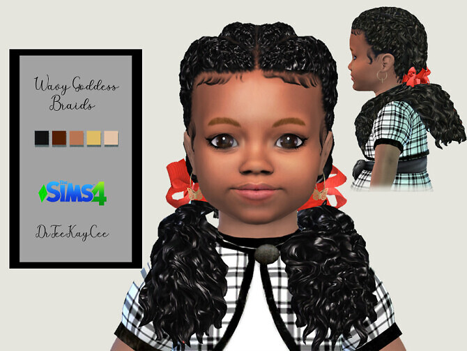 Sims 4 Wavy Goddess Pigtails Toddler by drteekaycee at TSR