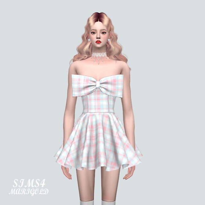 Sims 4 Big Ribbon Cute Mini Dress at Marigold