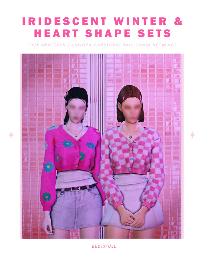 Sims 4 FM iridescent winter & heart shape sets at Bedisfull – iridescent