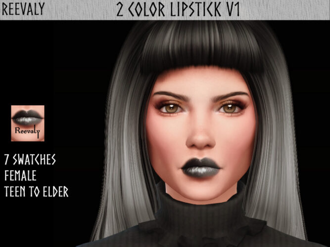 2 Color Sims 4 Lipstick V1 by Reevaly