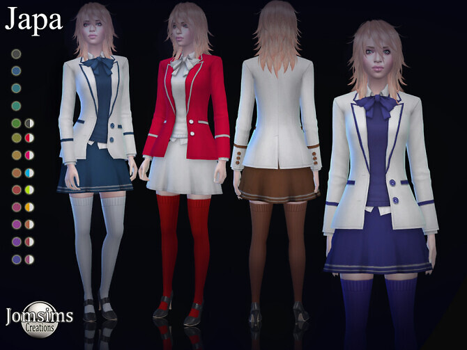 Sims 4 Japa student outfit by jomsims at TSR