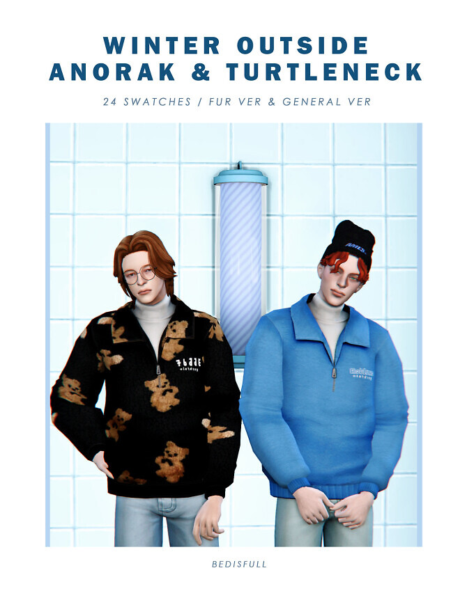 Sims 4 Winter outside anorak & turtleneck M at Bedisfull – iridescent