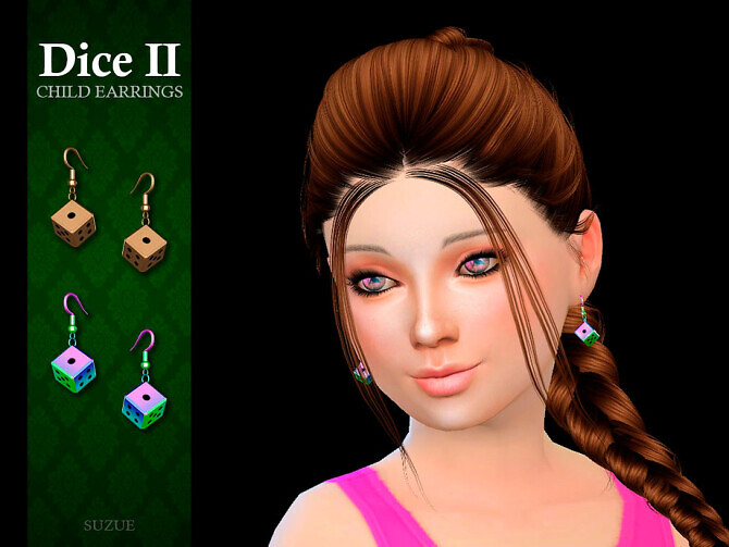 Sims 4 Dice II Child Earrings by Suzue at TSR