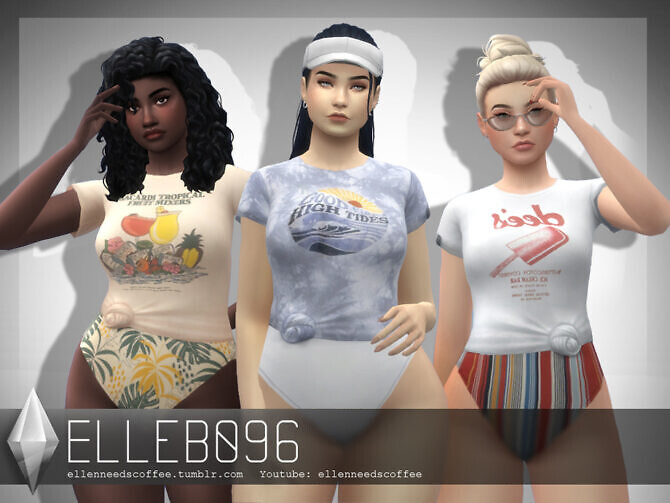 Sims 4 Vintage T shirt Swimsuit by Elleb096 at TSR
