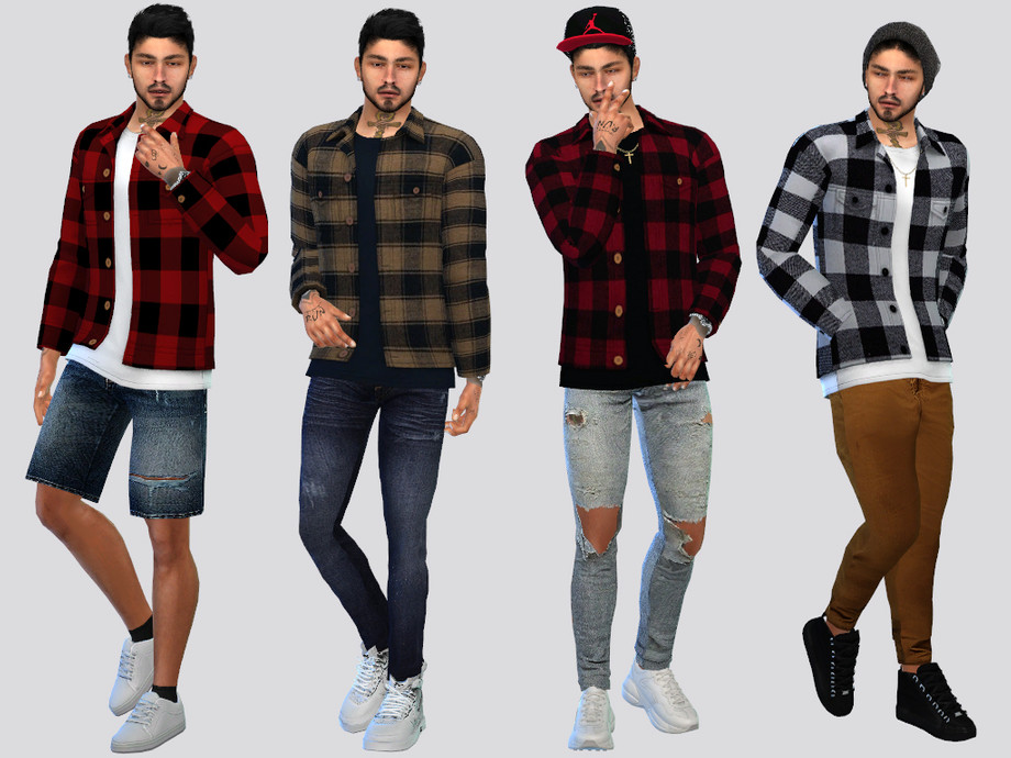 Curtis Plaid Shirt by McLayneSims at TSR » Sims 4 Updates