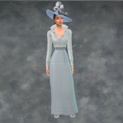 Sims 4 Dress with Ruffled Blouse at Medieval Sim Tailor