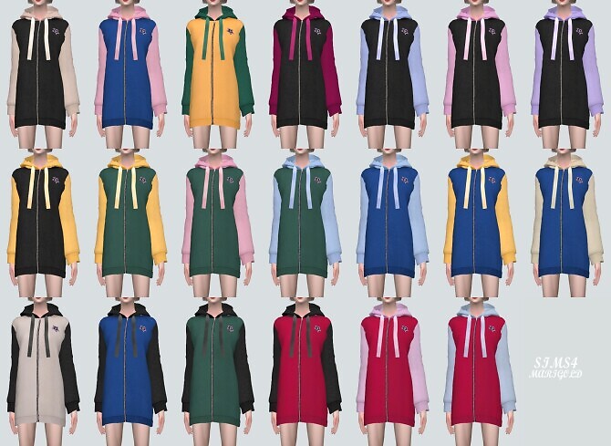 Sims 4 Long Hood Dress V2 at Marigold