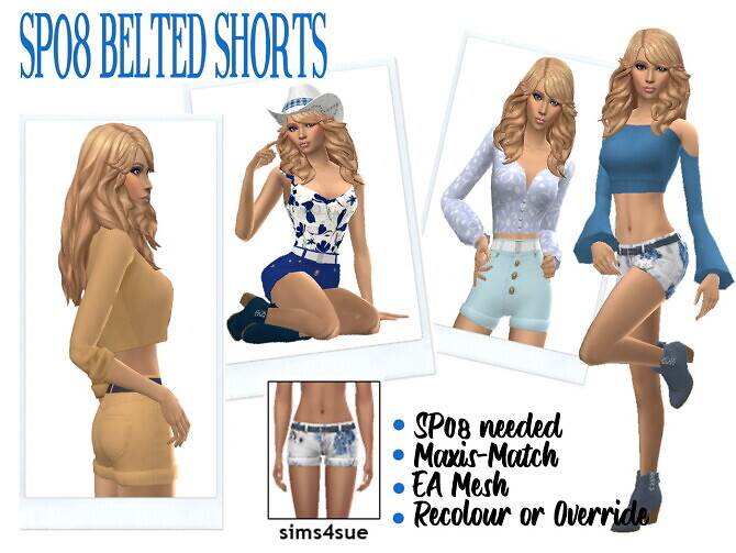 Sims 4 SP08 BELTED SHORTS at Sims4Sue