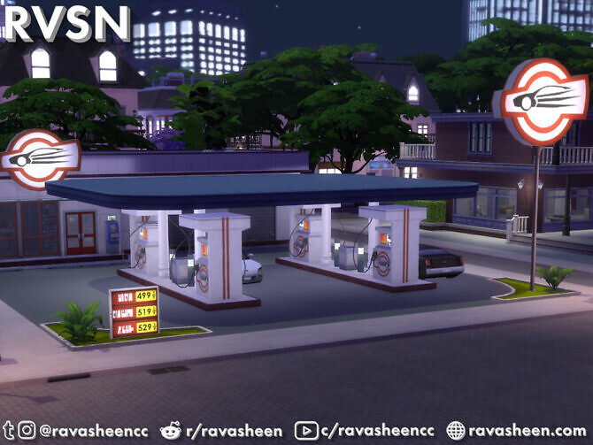 Sims 4 Highway Petrol Gas Station Set by RAVASHEEN at TSR