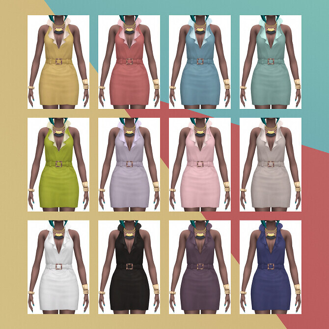 Sims 4 Hidden Springs Ruffled Collar Dress at Busted Pixels
