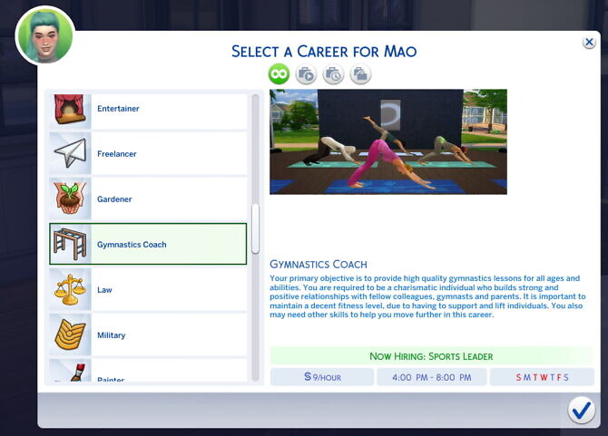 Sims 4 Gymnastics Coaching Career by Naomiking3 at Mod The Sims