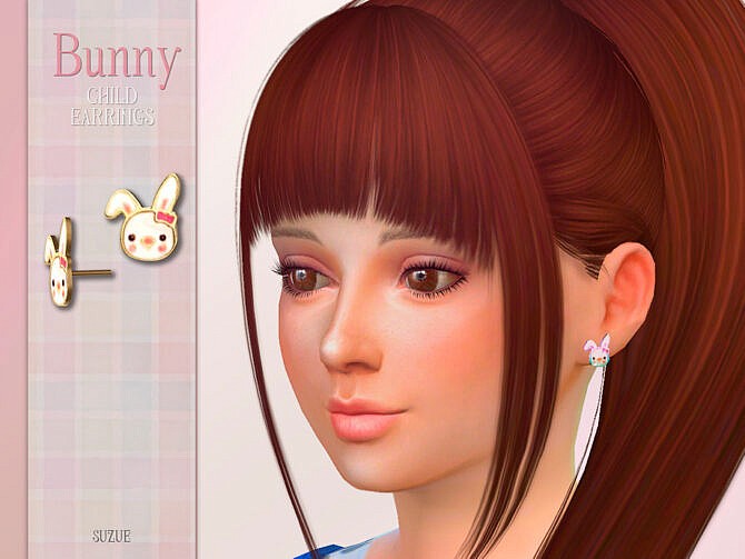 Sims 4 Bunny Child Earrings by Suzue at TSR