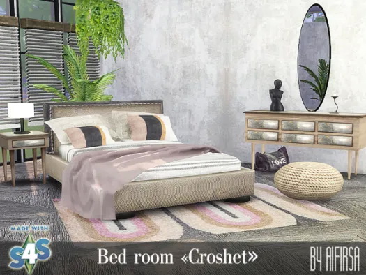 Sims 4 Croshet bedroom at Aifirsa
