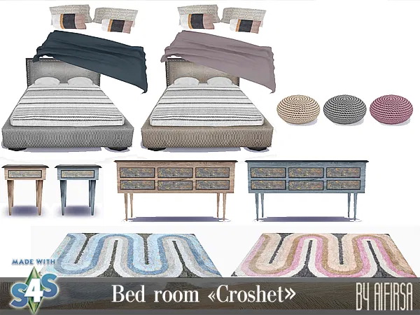 Sims 4 Croshet bedroom at Aifirsa
